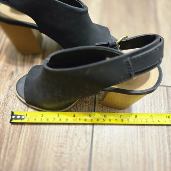 637. Qupid Black Open Toe Wedge Heeled Sandal Shoe Size 6 - Picture 7 of 8